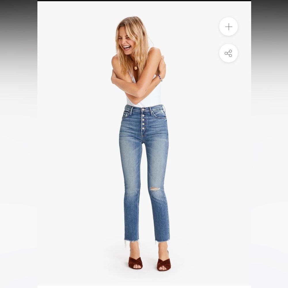 Mother Denim Pixie Dazzler Ankle Fray In Popism Sz 27